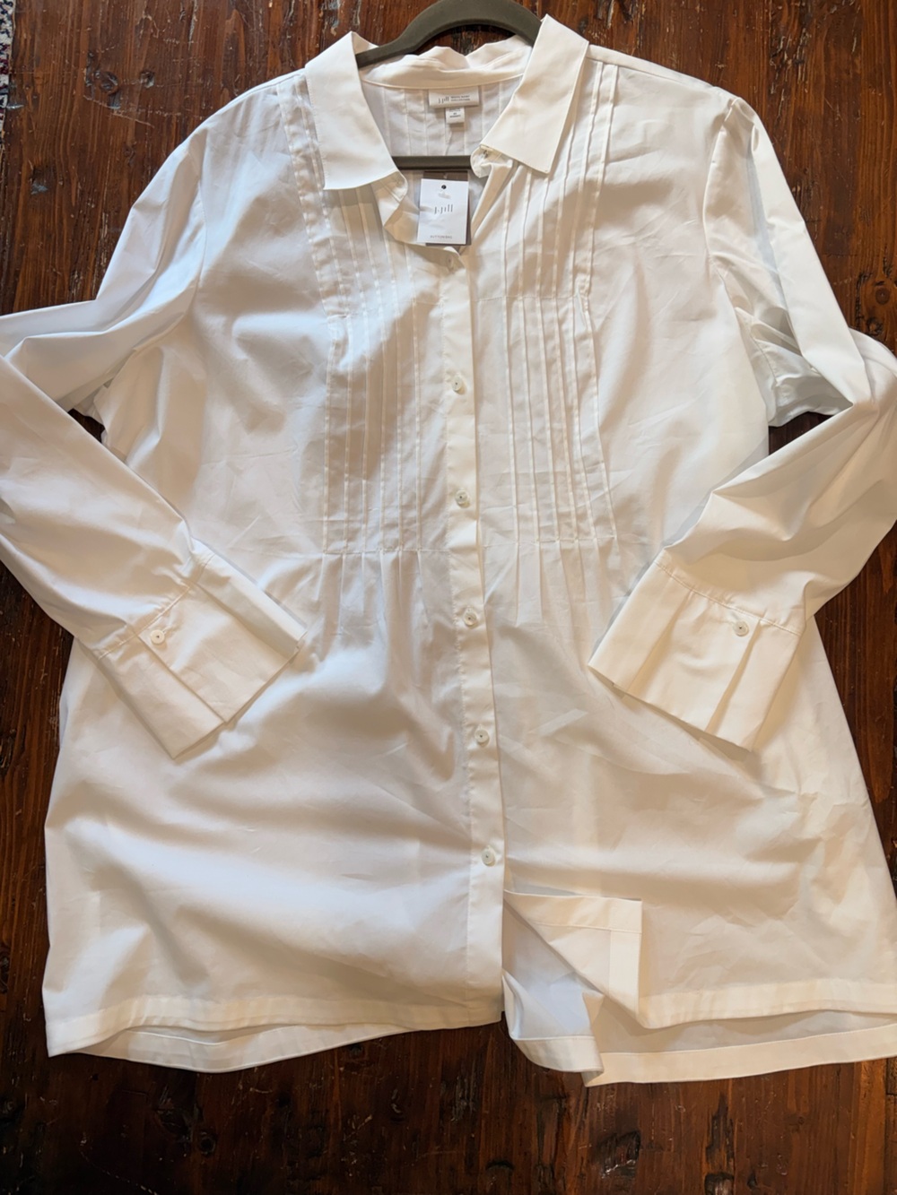 J. Jill White Pintuck Front Button Blouse 3XL  NWT